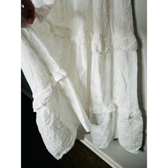 SLATE & WILLOW White Lace Eyelet Sleeveless 100% Cotton Midi Dress Size Medium - Picture 11 of 16